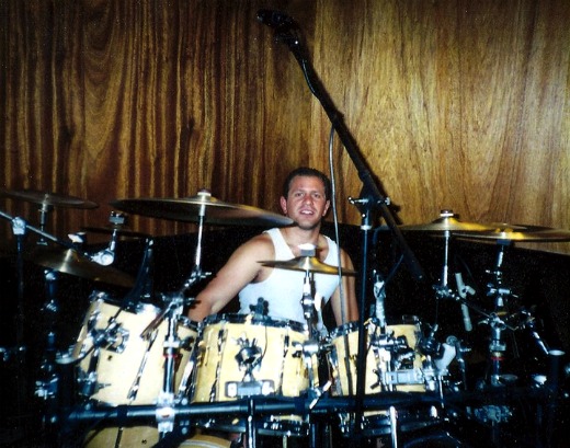 Tony Latina during the recording of ShockWave's Heavy Impact cd. 2001